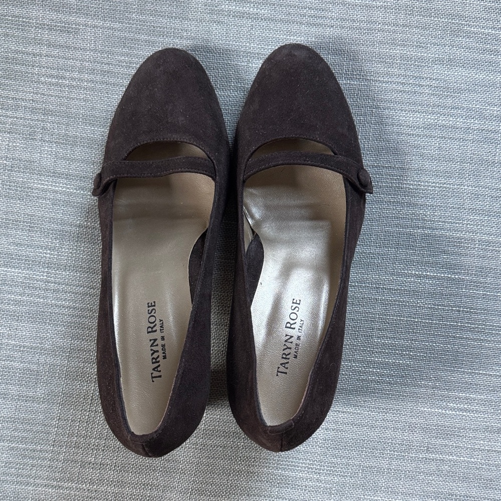 Taryn Rose Dark Brown Suede Mary Jane pumps